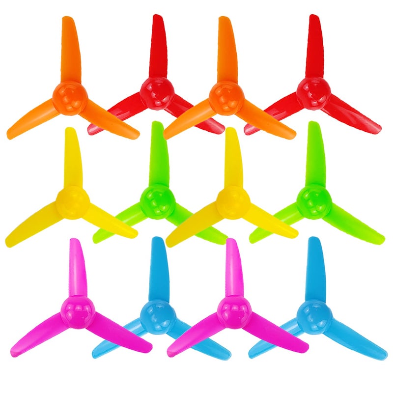EKIND 12 Pcs Propeller 80mm Props 3-Blade Propeller 2mm Shaft for Fan Leaves Ship Model RC Aircraft Boat DIY Airplane Science and Education Toys (6 Color) - Image 1